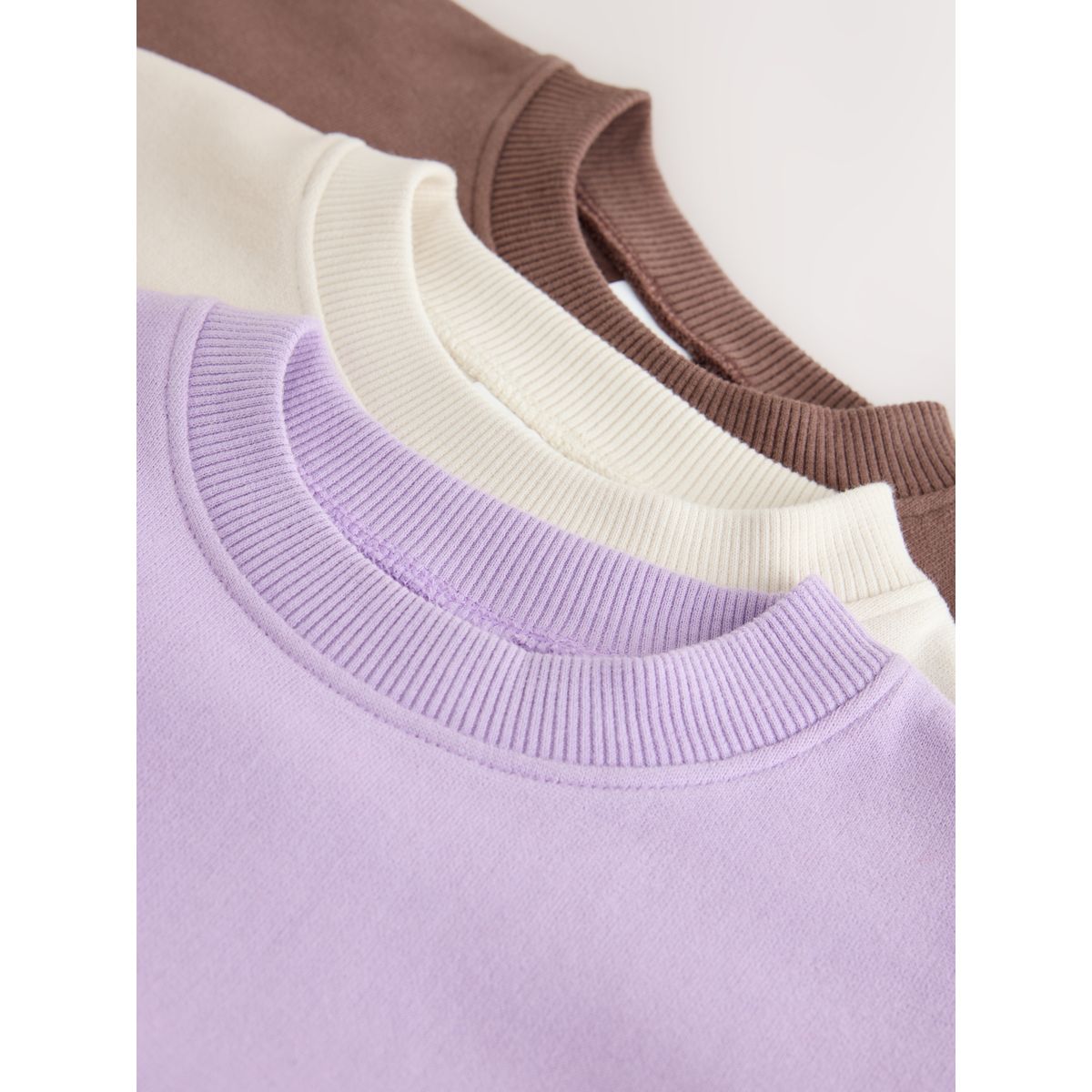 Sweat ras du cou, lot de 3 lilas/brun/crème, NEXT