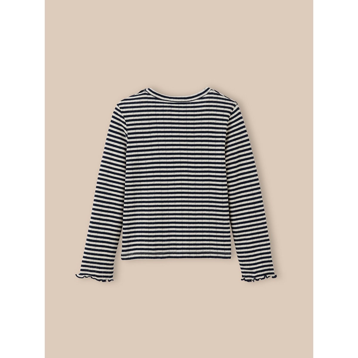 T-shirt en pointelle - coton biologique rayure marine/ecru, CYRILLUS