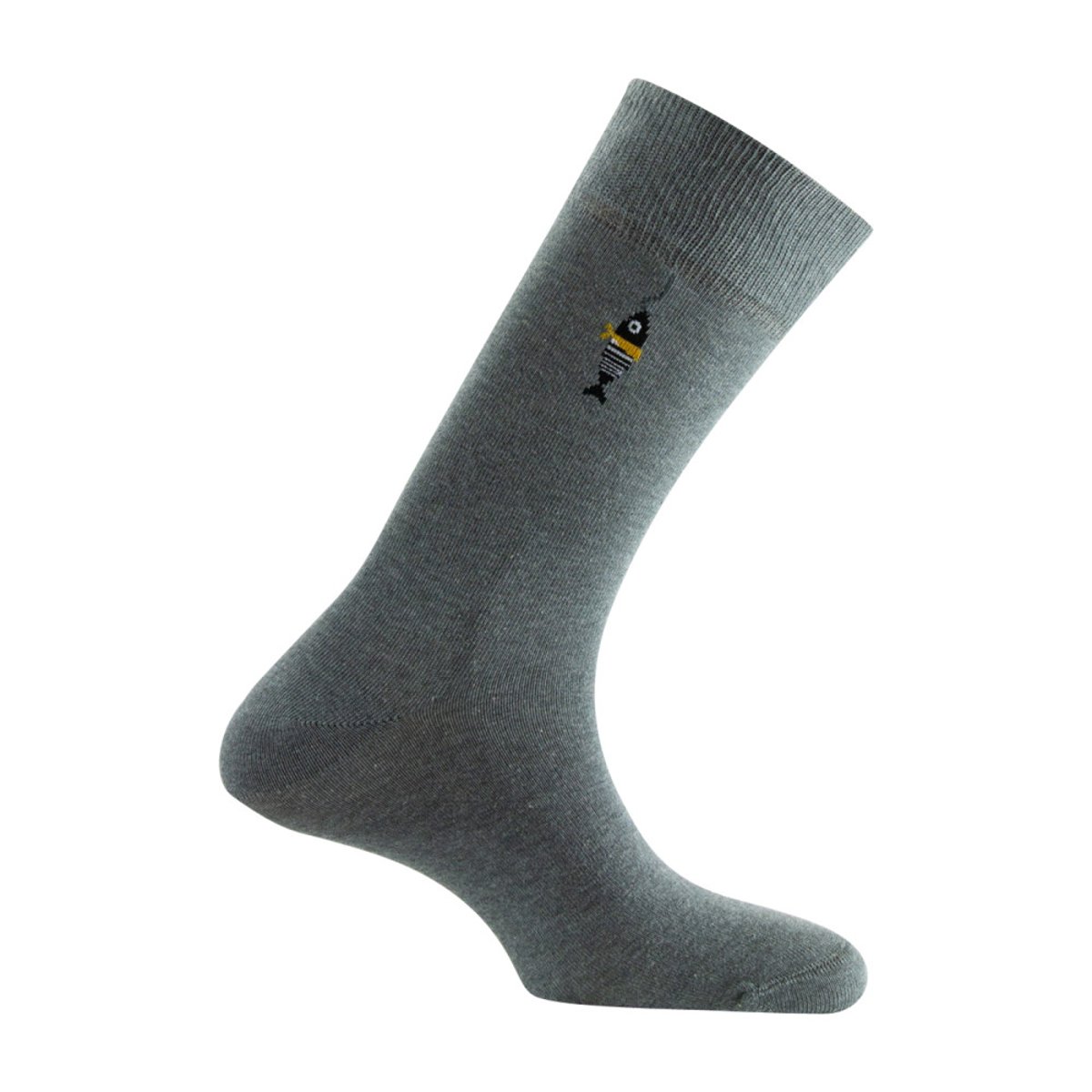 Lot de 2 Mi-chaussettes en coton poisson et rayures. gris, KINDY