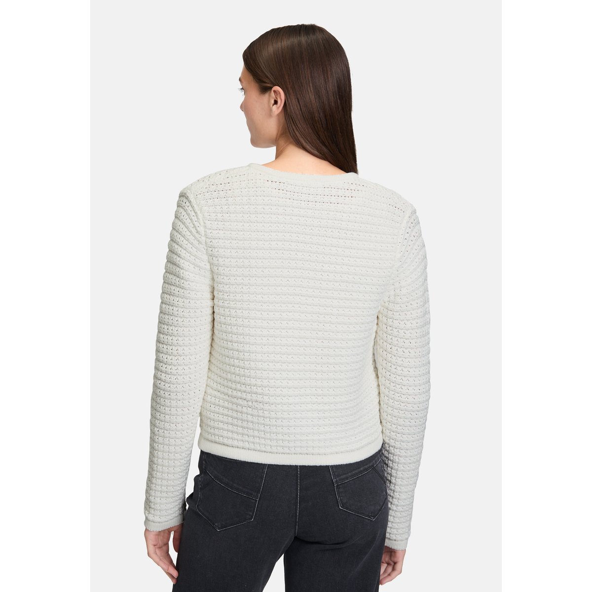 Cardigan en maille à patte de boutonnage blanc, BETTY & CO