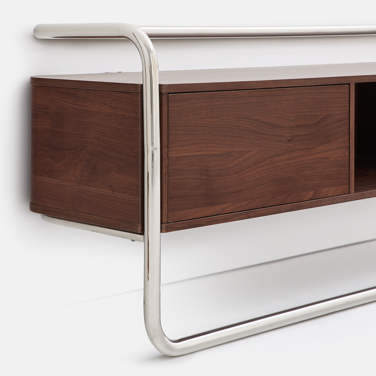 Mueble de TV, estructura con 2 puertas, anchura 176 cm, GIORGIO color nogal/cromo, LA REDOUTE INTERIEURS
