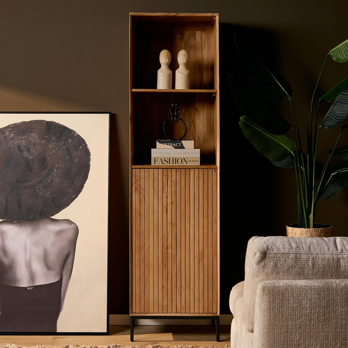 Colonne de salon en bois 1 porte CORTINA bois, PIER IMPORT