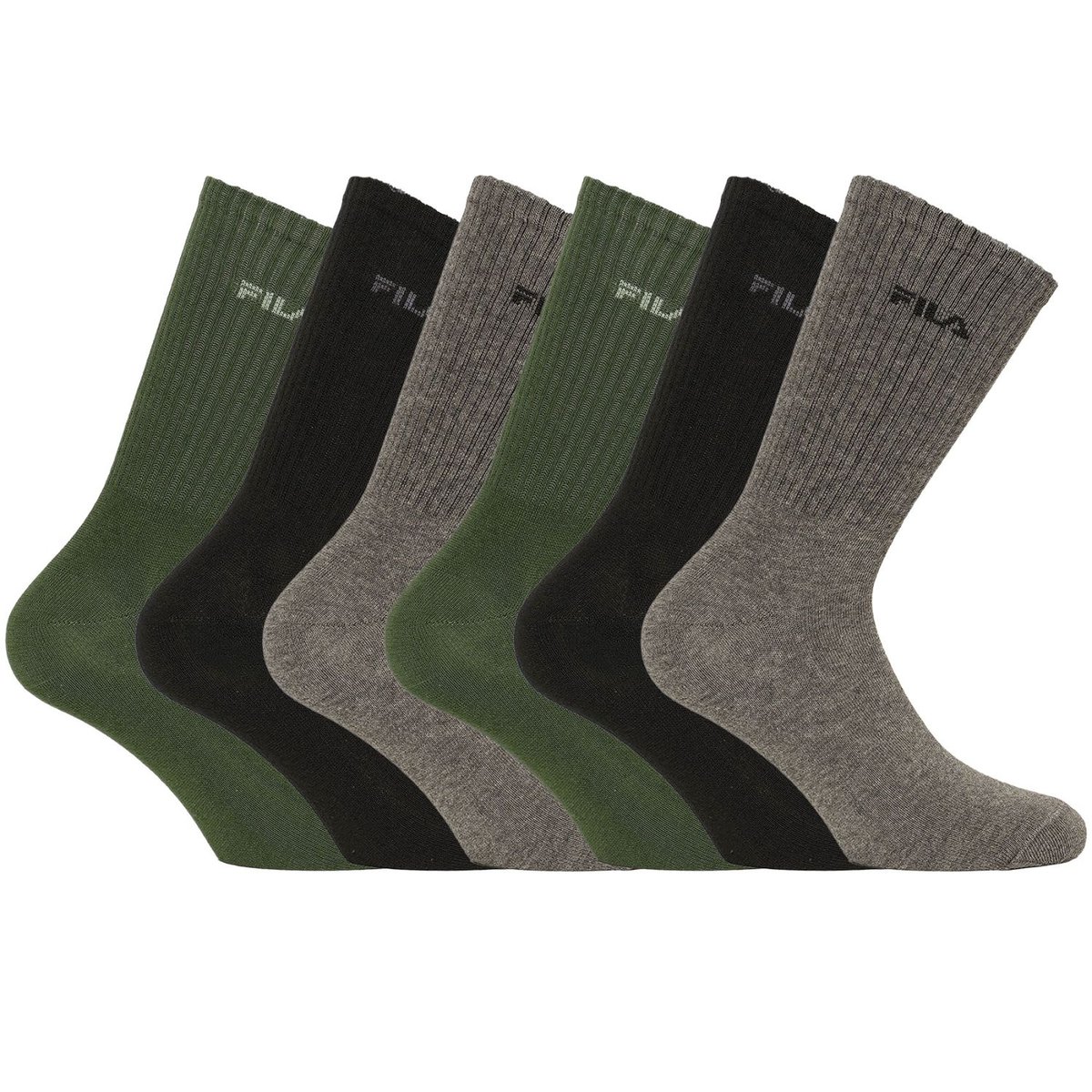 Lot De 6 Paires De Chaussette Tennis kaki/beige/noir, FILA