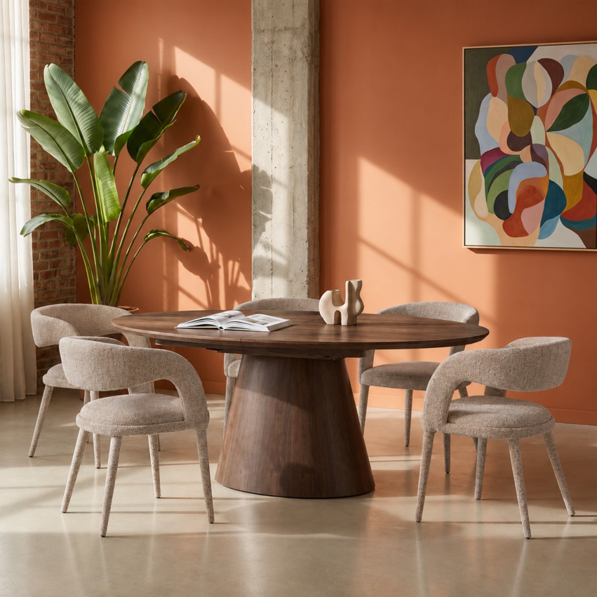 Lot de 2 fauteuils de table en tissu- ROMY marron chiné, DRAWER