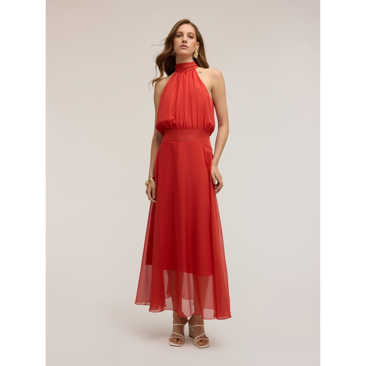 Robe longue avec encolure dos-nu rouge, MOTIVI