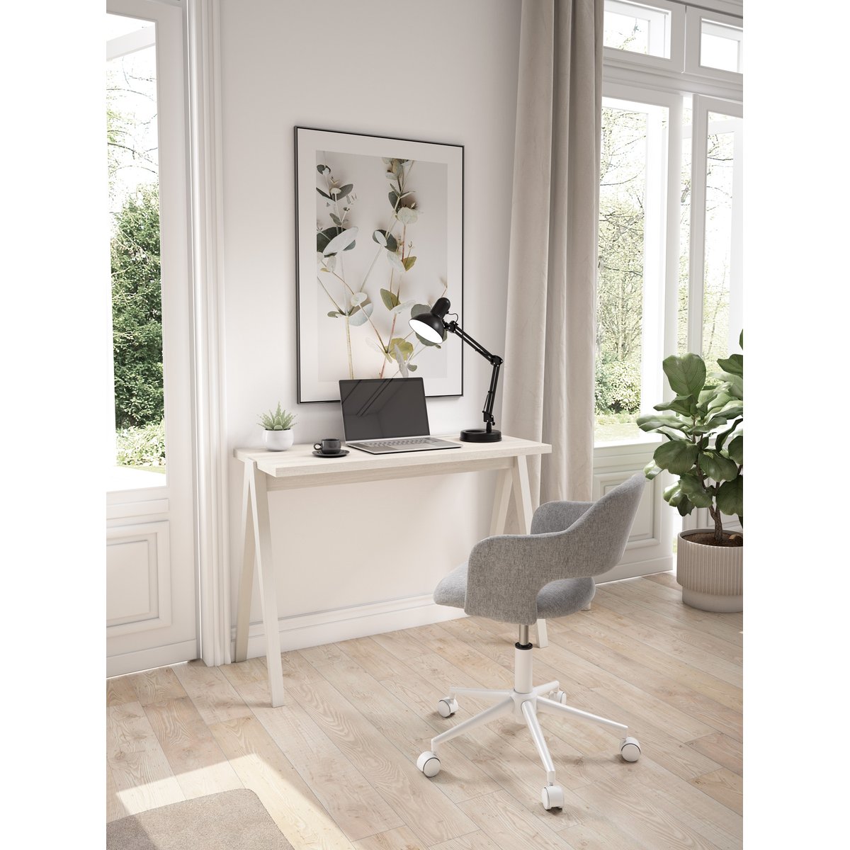 Bureau en placard et hêtre cérusée, COLMAR blanc antic, HERDASA