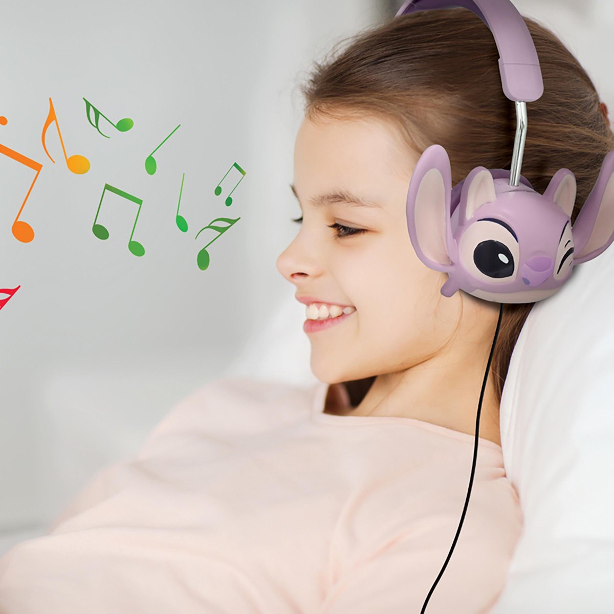 Casque stéréo filaire pliable avec limitation de volume d'écoute Angel de Disney Stitch rose, LEXIBOOK