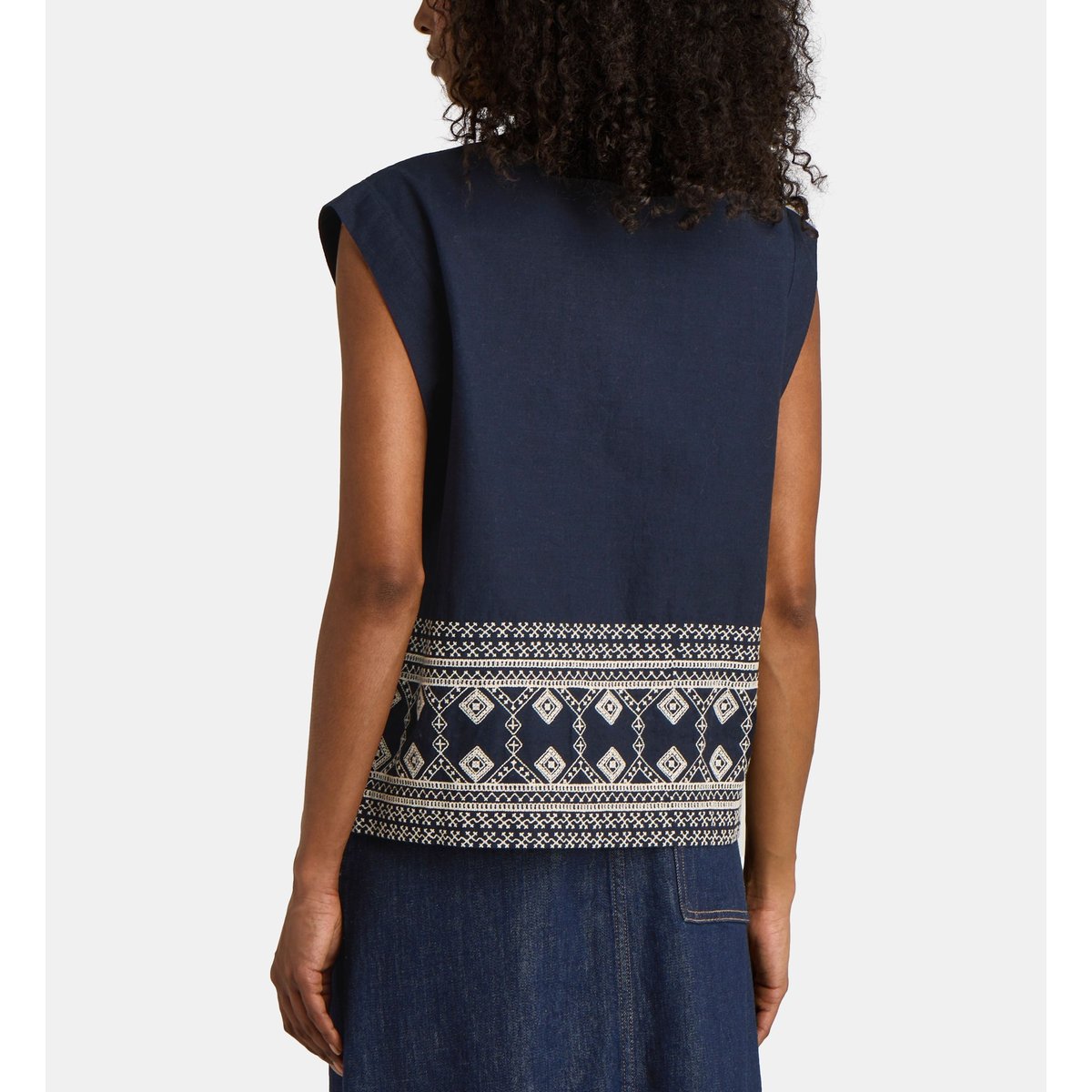 Top nocturne broderies bleu marine, JODHPUR
