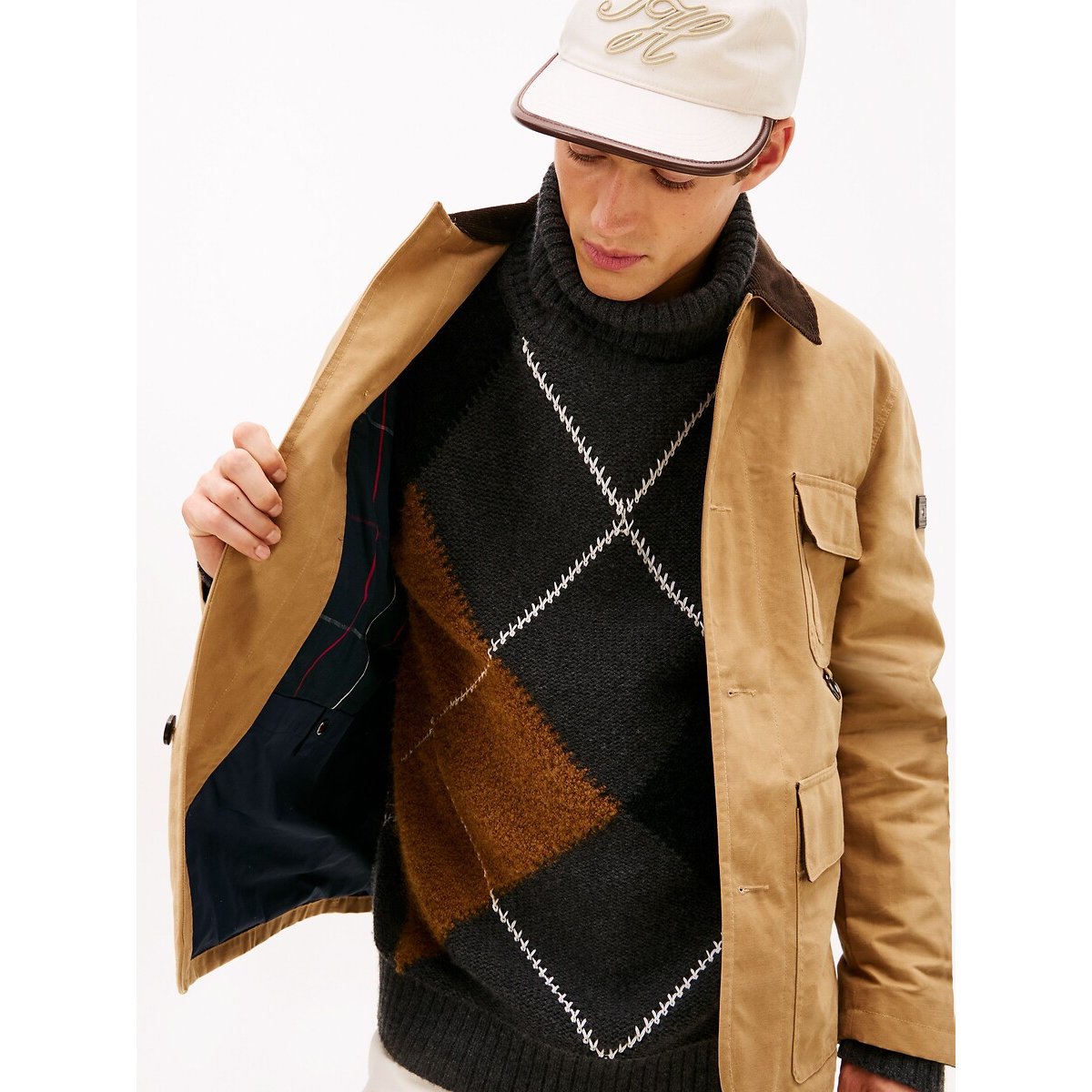 Waxed Jacket with Textured Collar safari, TOMMY HILFIGER
