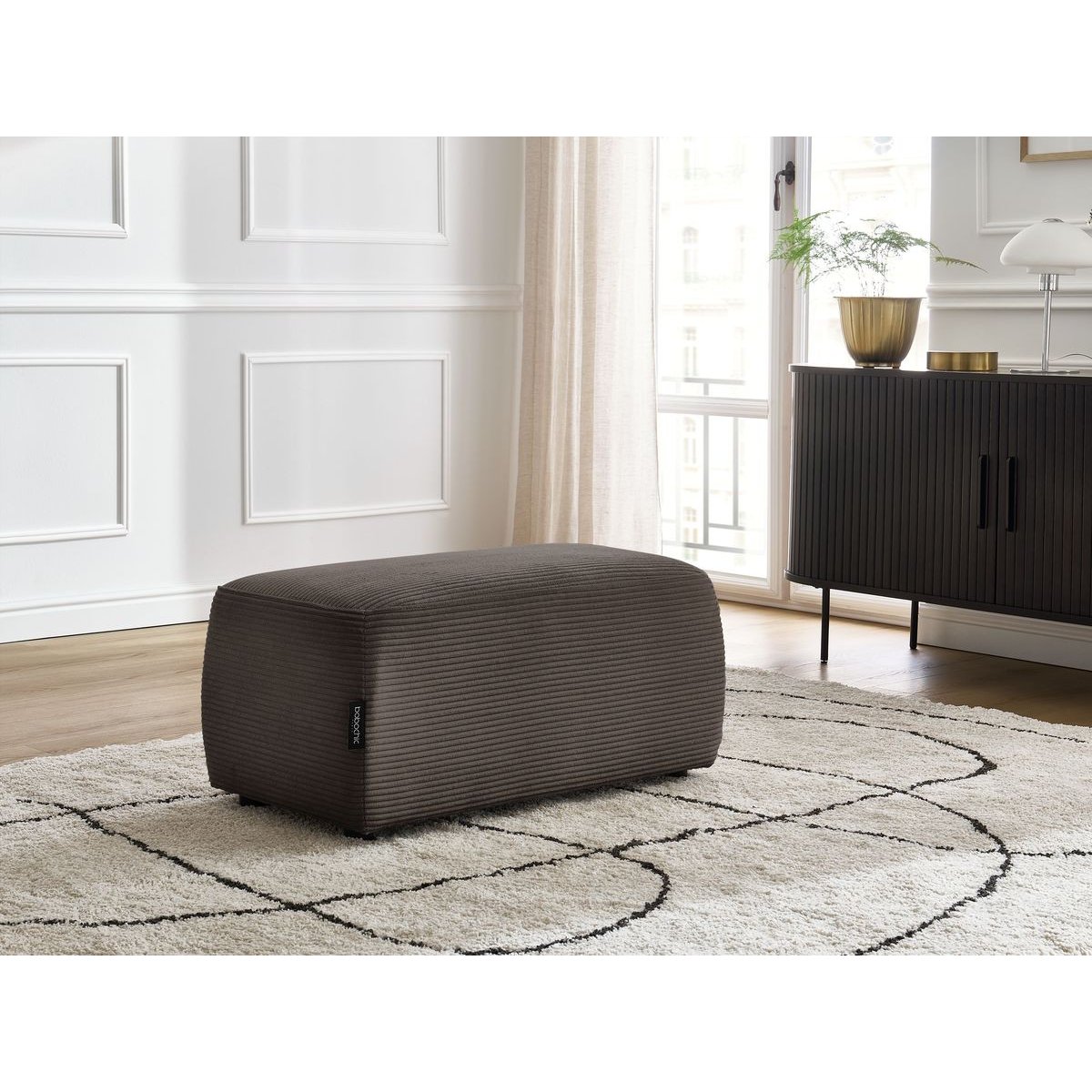 Pouf velours côtelé, ATILLA taupe, BOBOCHIC