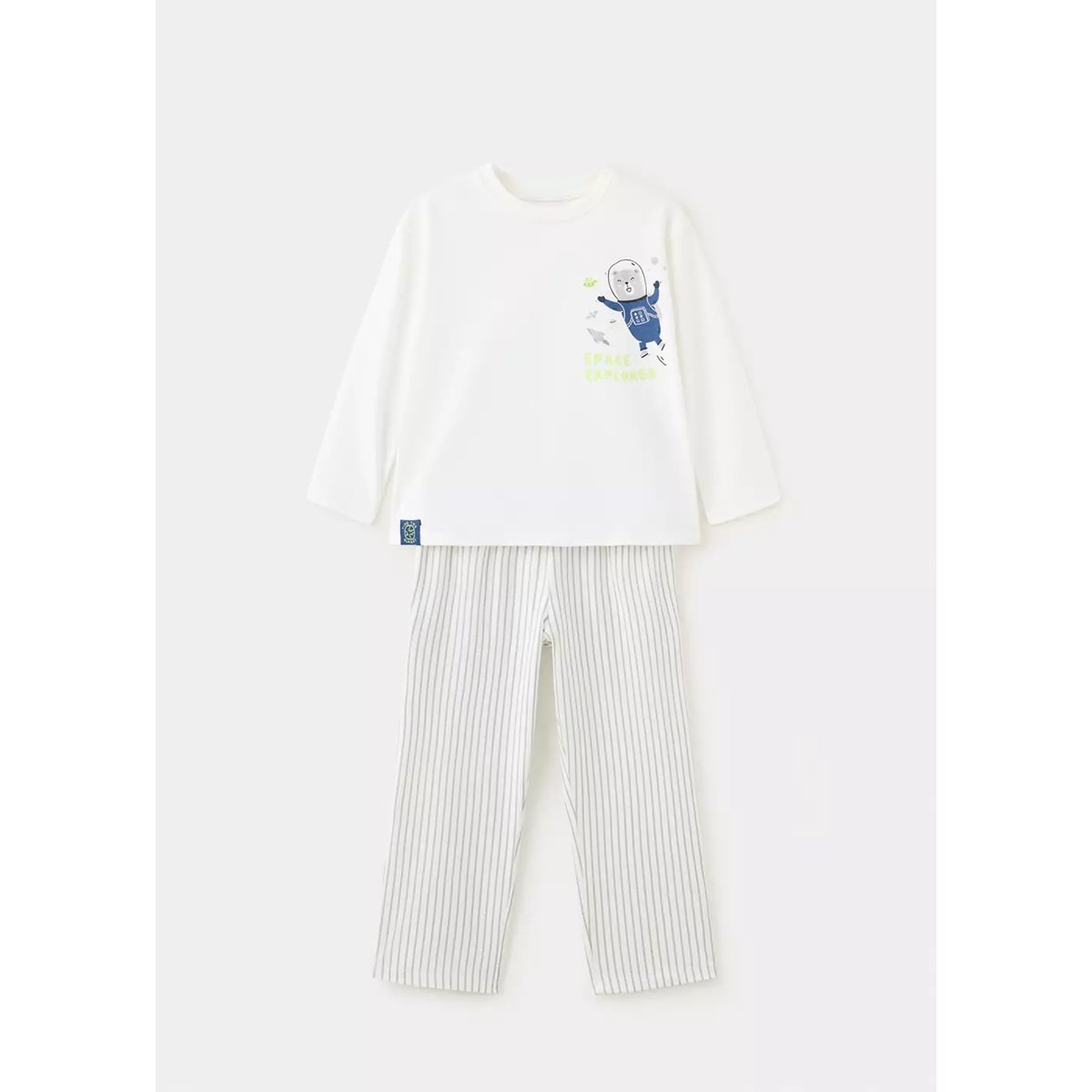 Pyjama complet en coton imprimé blanc, MANGO BABY
