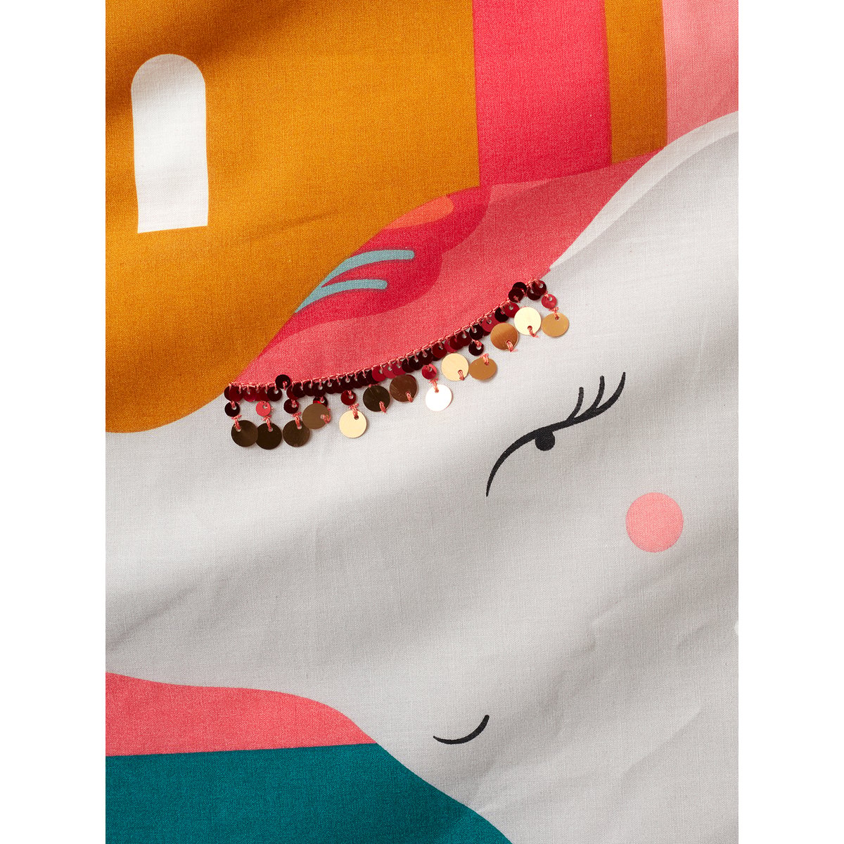 Parure housse de couette + taie d'oreiller EDEN INDIA écru / multicolore, VERTBAUDET