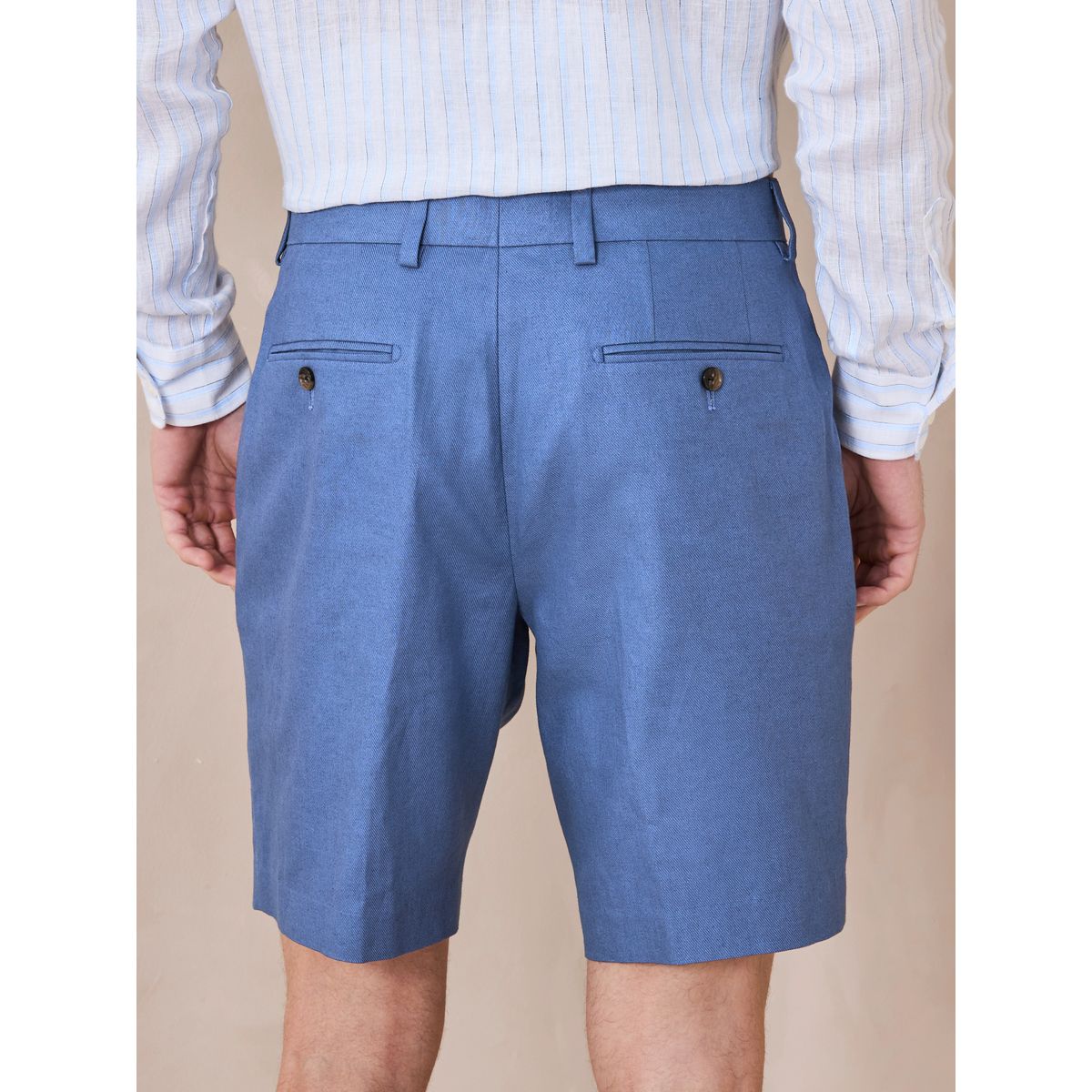 Short habillé décontracté en lin mélangé bleu, NEXT