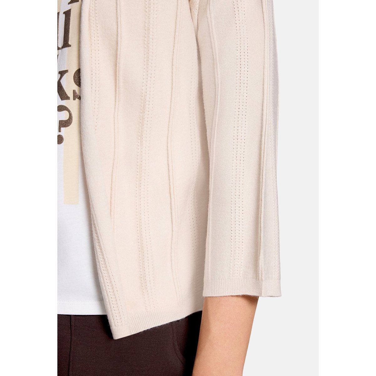 Cardigan en maille à encolure ronde silky beige, CARTOON