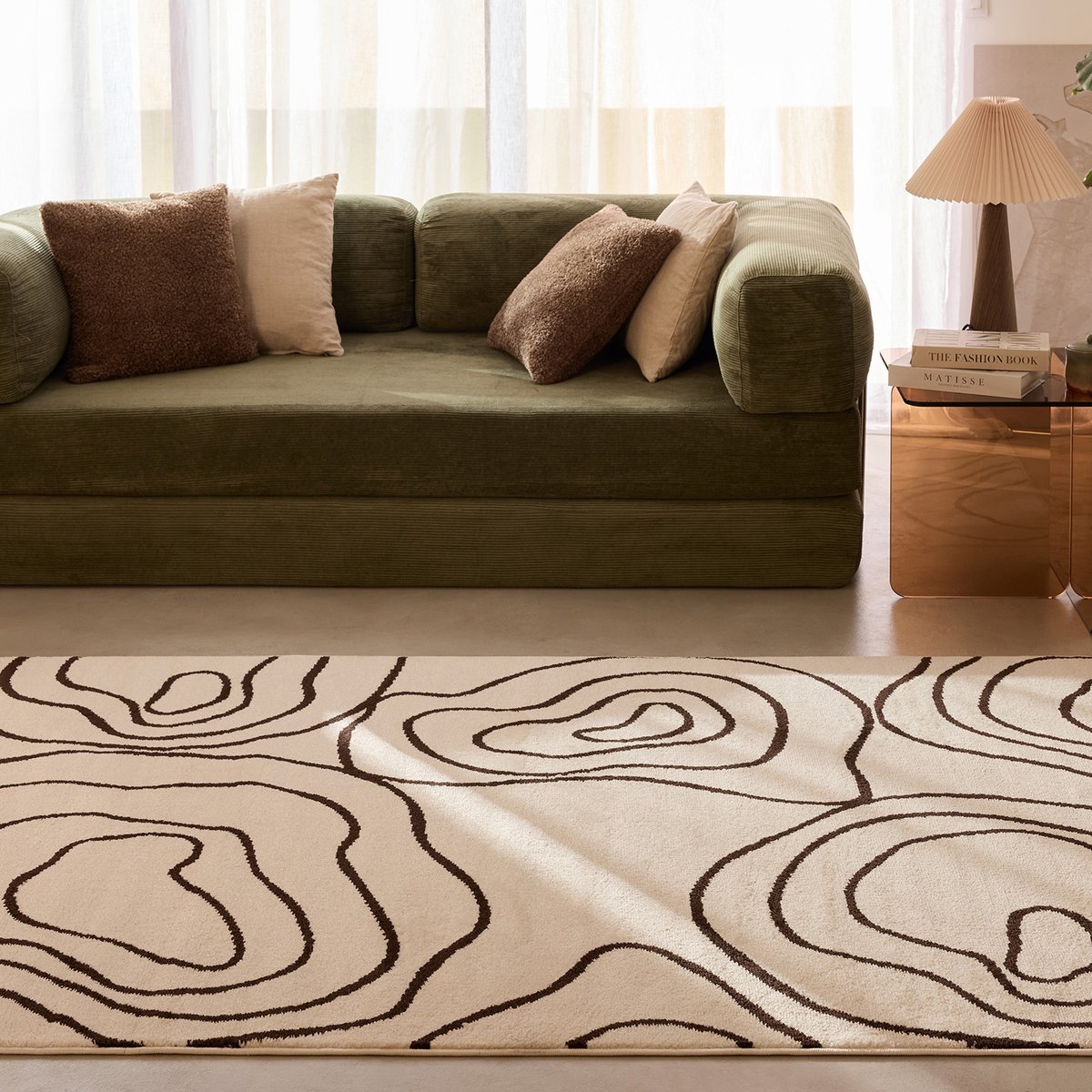 Tapis intérieur à motif abstrait organique SANTAL crème, NAZAR RUGS