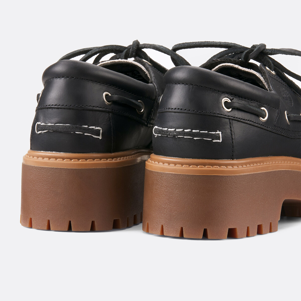 Stone Street wedge bootschoenen in leer zwart/wit, TIMBERLAND