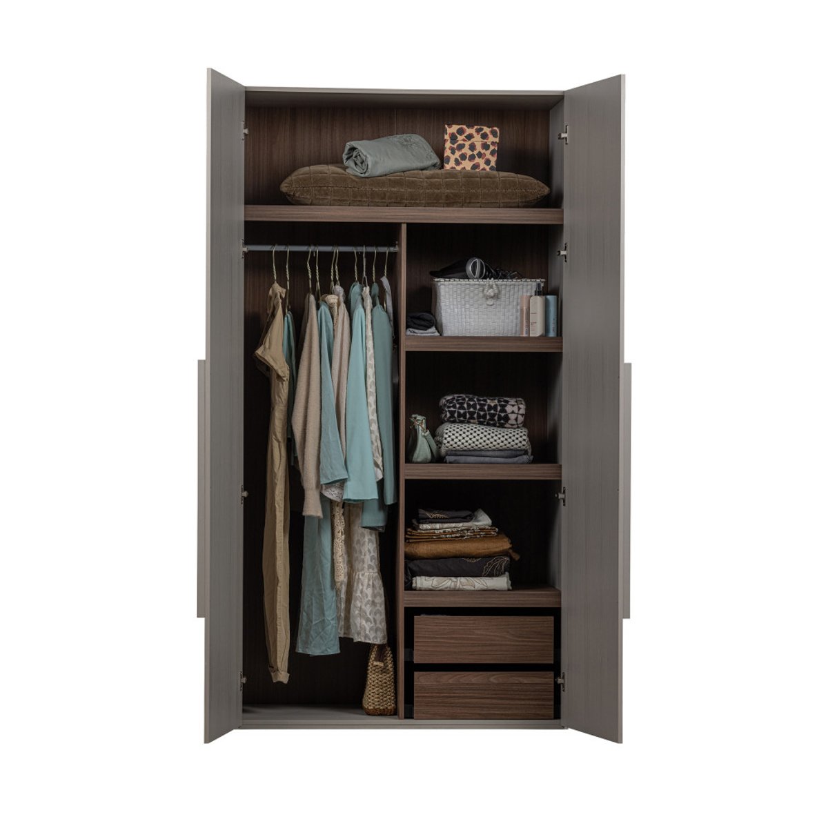 Armoire 2 portes en pin RENS gris clair, WOOOD