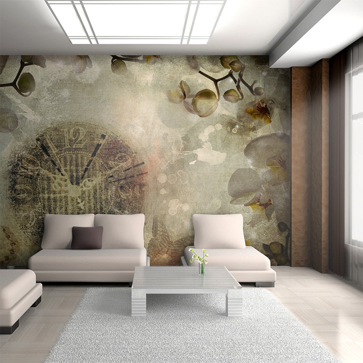 Papier peint intissé panoramique Vintage et Retro horloge (vintage) noir, EDEN