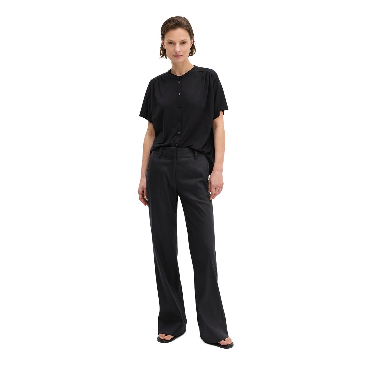 Blouse en jersey regular en LENZING™ ECOVERO™ noir, MARC O'POLO