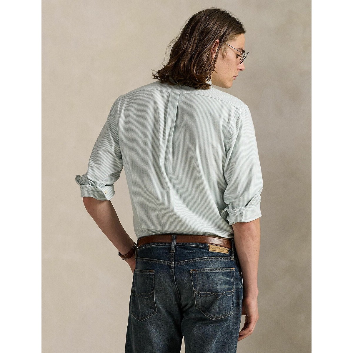Striped Oxford Cotton Shirt in Custom Fit light green, POLO RALPH LAUREN