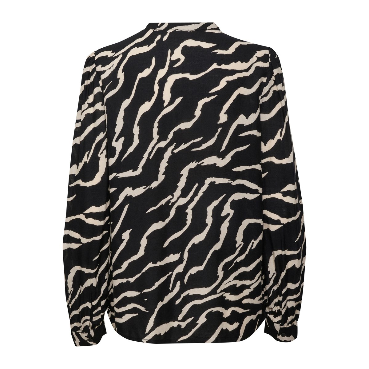 Blouse à manches longues noir blanc zebra animalier, KAFFE