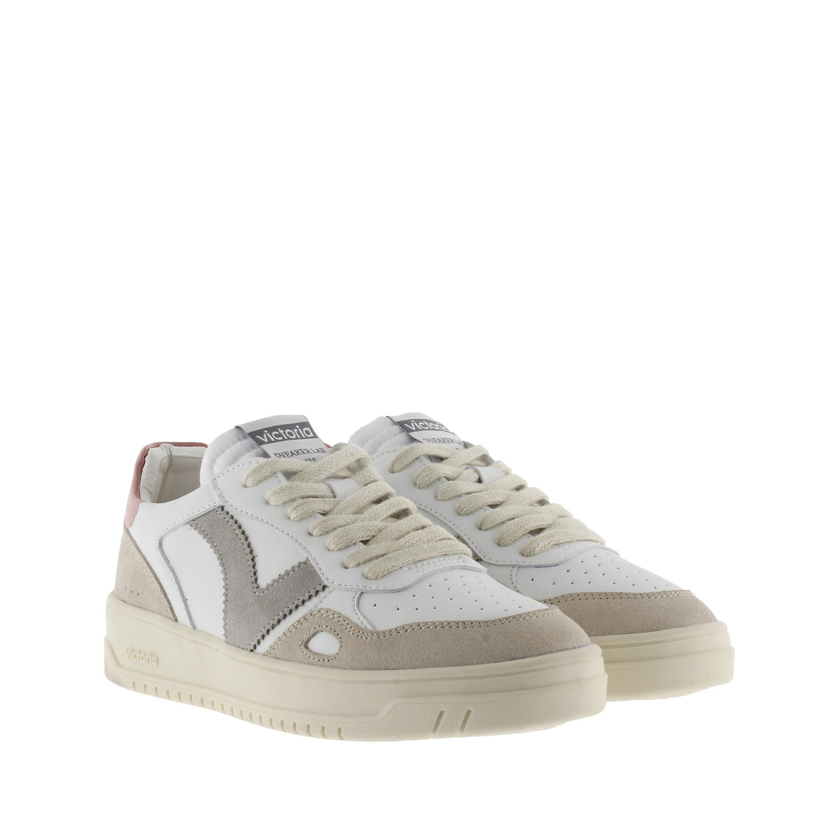 Baskets en cuir SEUL blanc/taupe, VICTORIA
