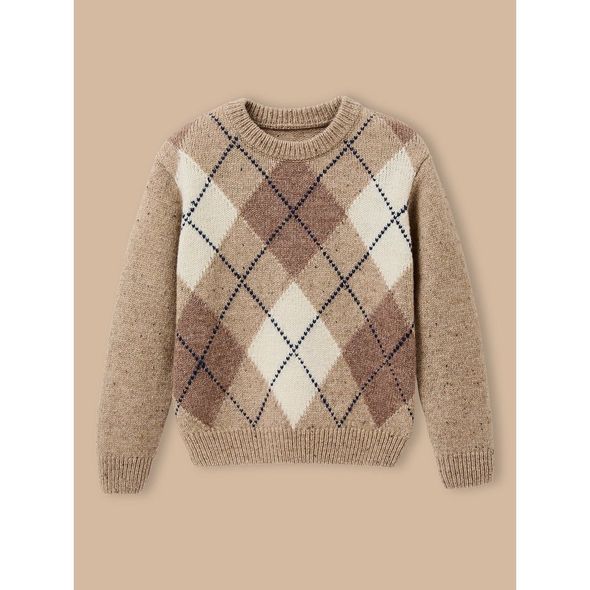 Pull jacquard avec laine beige, CYRILLUS