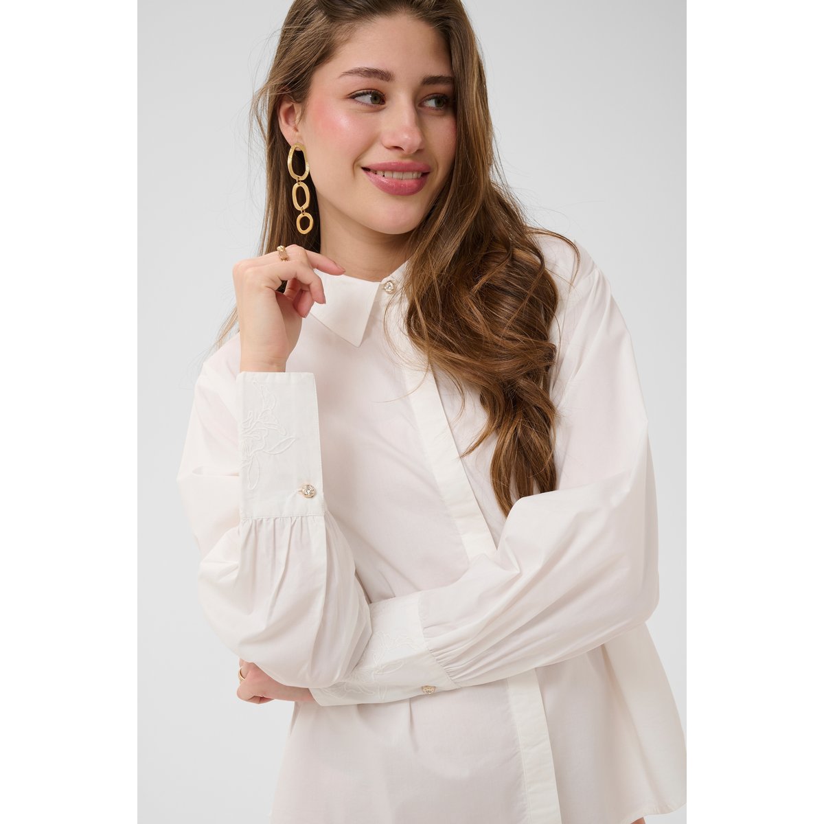 Chemise à manches longues blanc snow white, CREAM