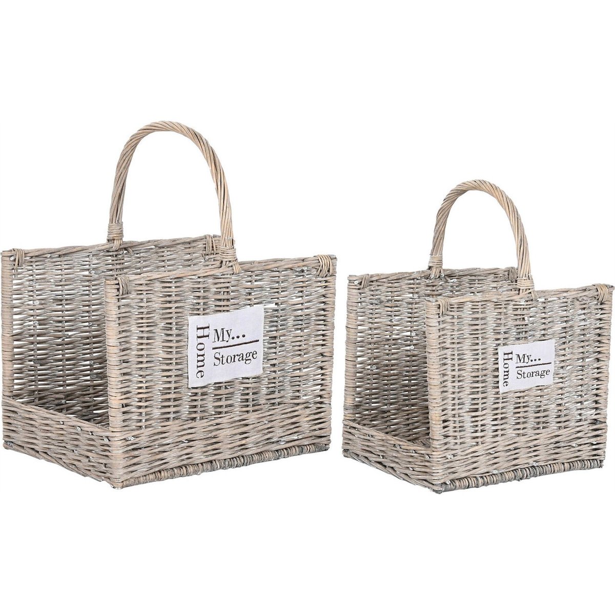 Panier de rangement en osier, SHABBY osier naturel beige grisé, RECOLLECTION