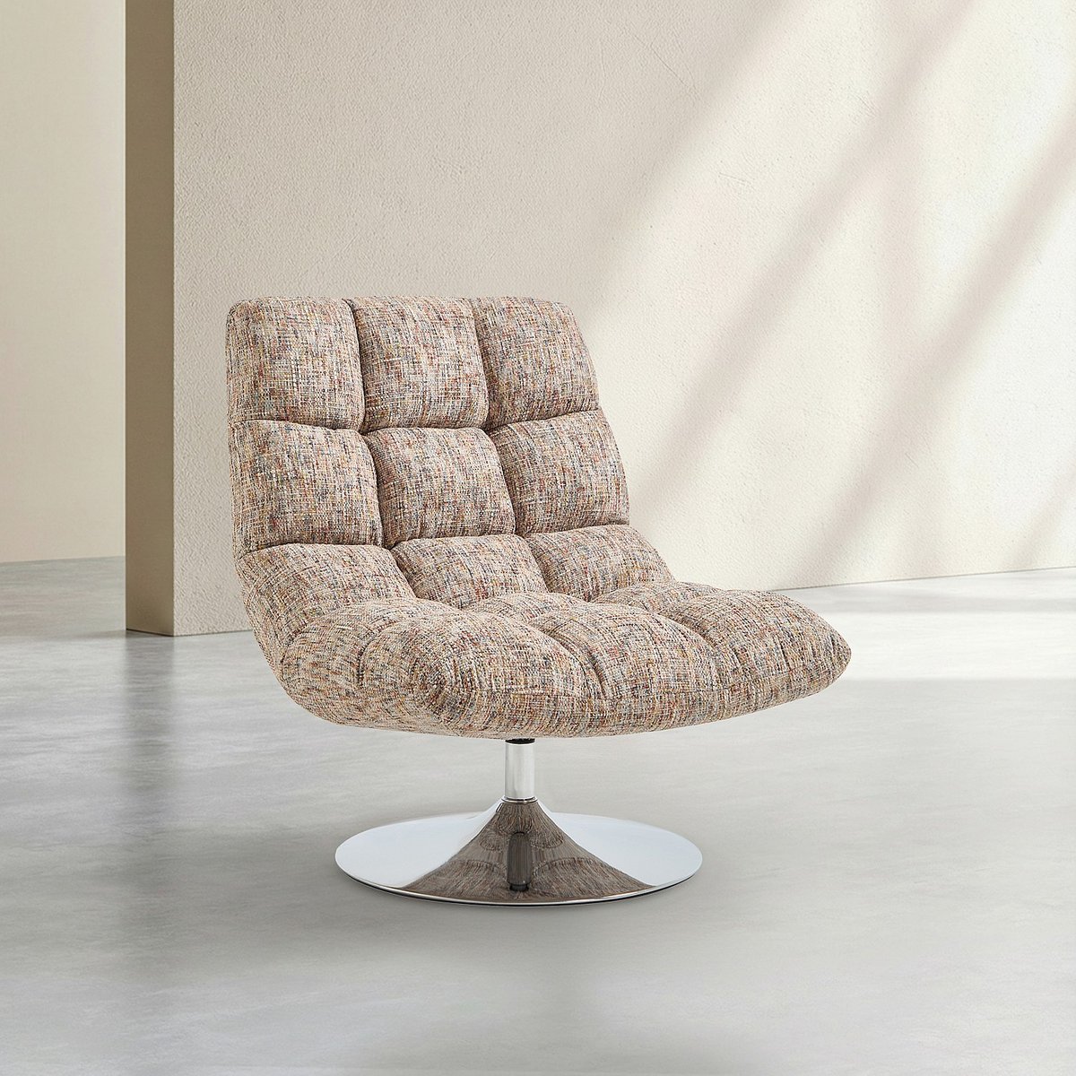 Fauteuil pivotant en tissu chenille et métal chromé SOGLIO multicolore, HABITAT