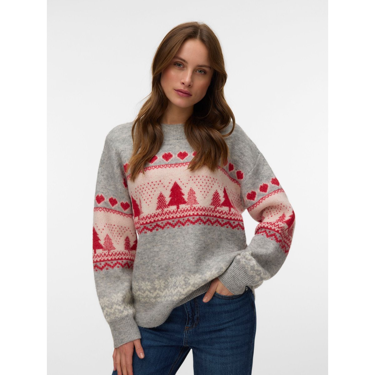Pull En Maille grise - light grey melange, VERO MODA