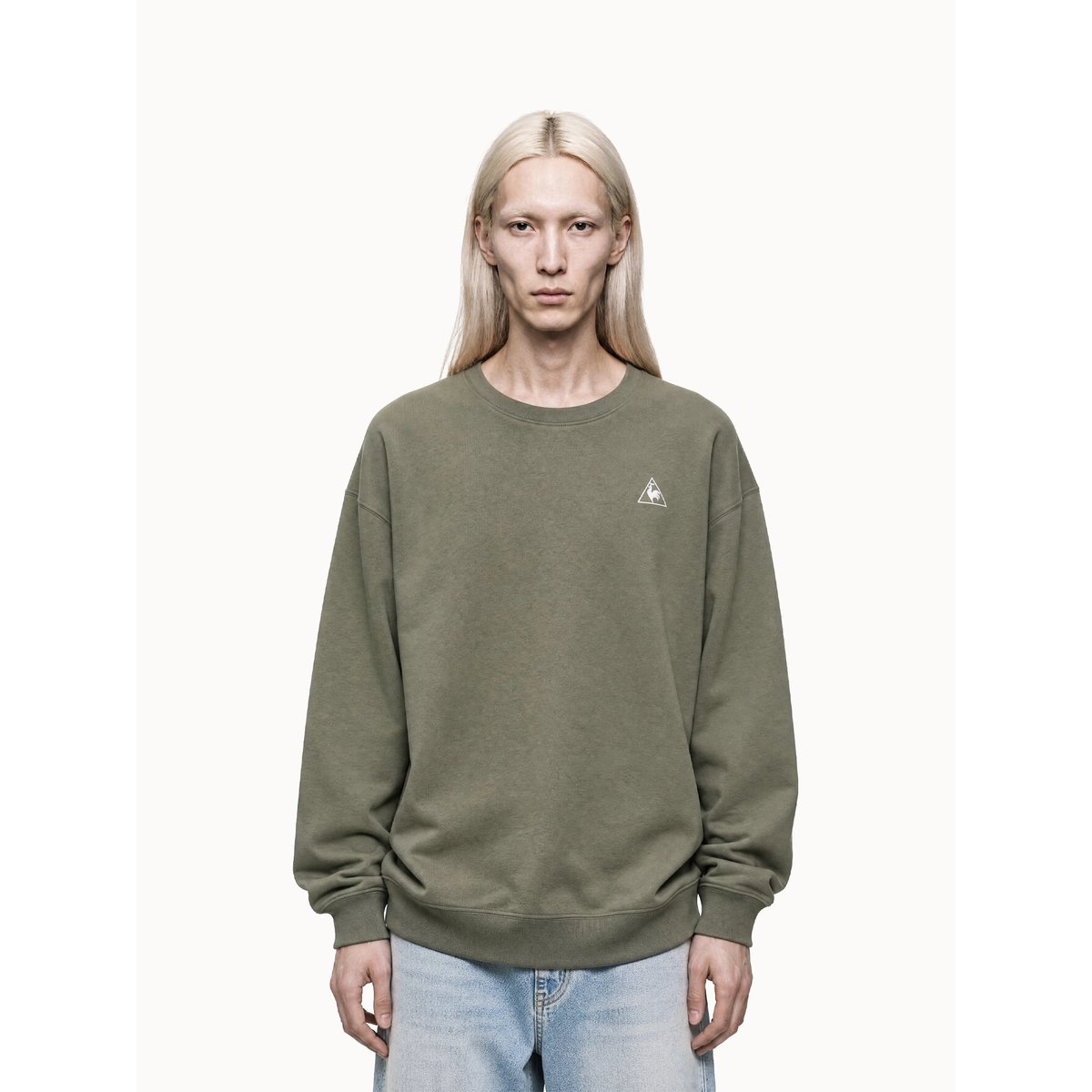 Sweat col rond relax en double face kaki, LE COQ SPORTIF