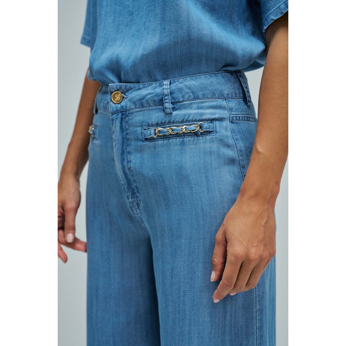 PANTALONS EN LIGHTDENIM AVEC JAMBE WIDE bleu turquoise, SALSA JEANS