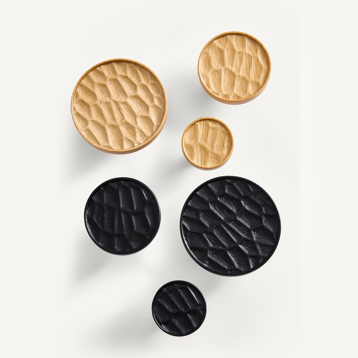 Lot de 3 patères en chêne teinté, HANGO chêne teinté noir, AM.PM