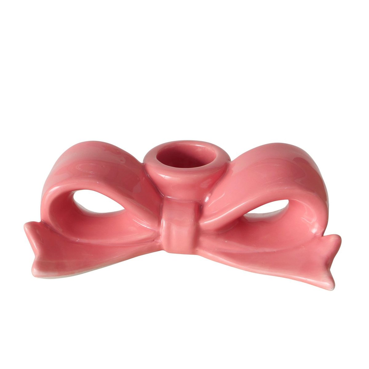 Bougeoir en céramique rose noeud 11x6x4cm rose, WADIGA