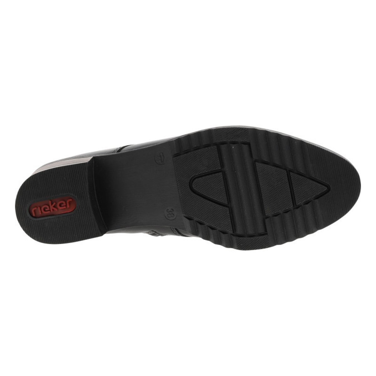 Bottines noires à talon décroché moyen avec des lacets et un zip latéral noires, RIEKER