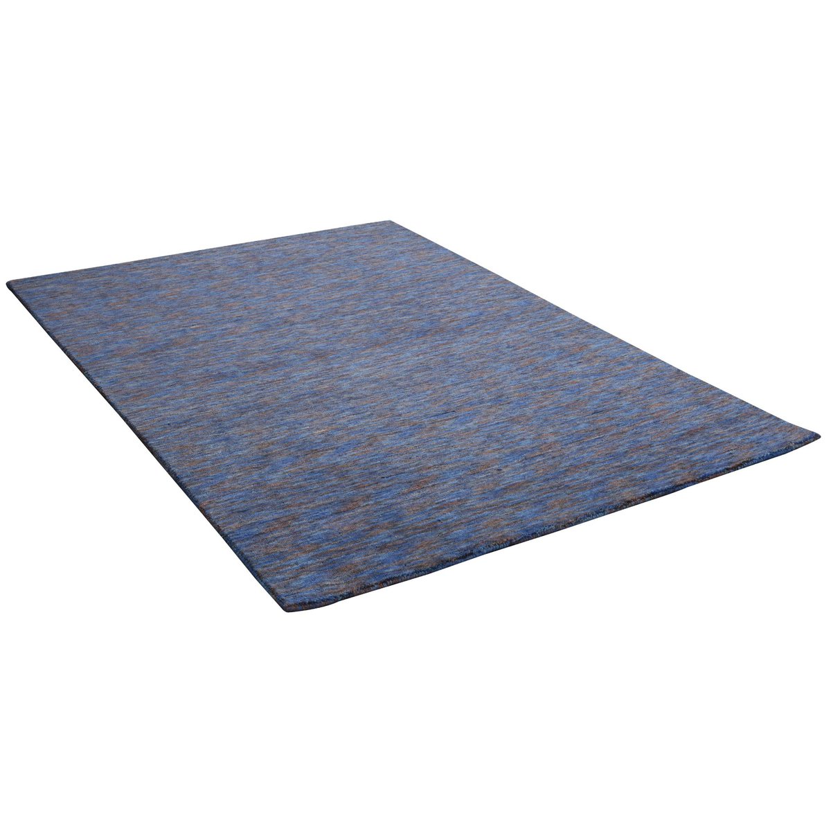 Tapis gabbeh Nebraska tissé main, laine, uni turquoise multicolore, THEKO