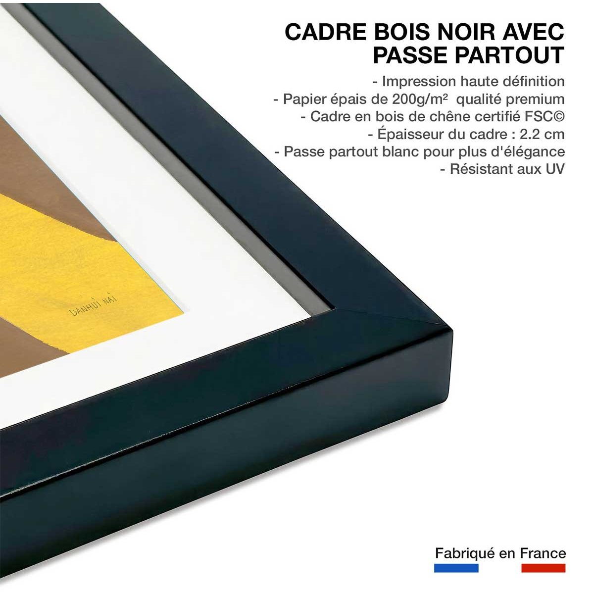 Affiche deco Terres du sud affiche + cadre en bois - noir, HEXOA