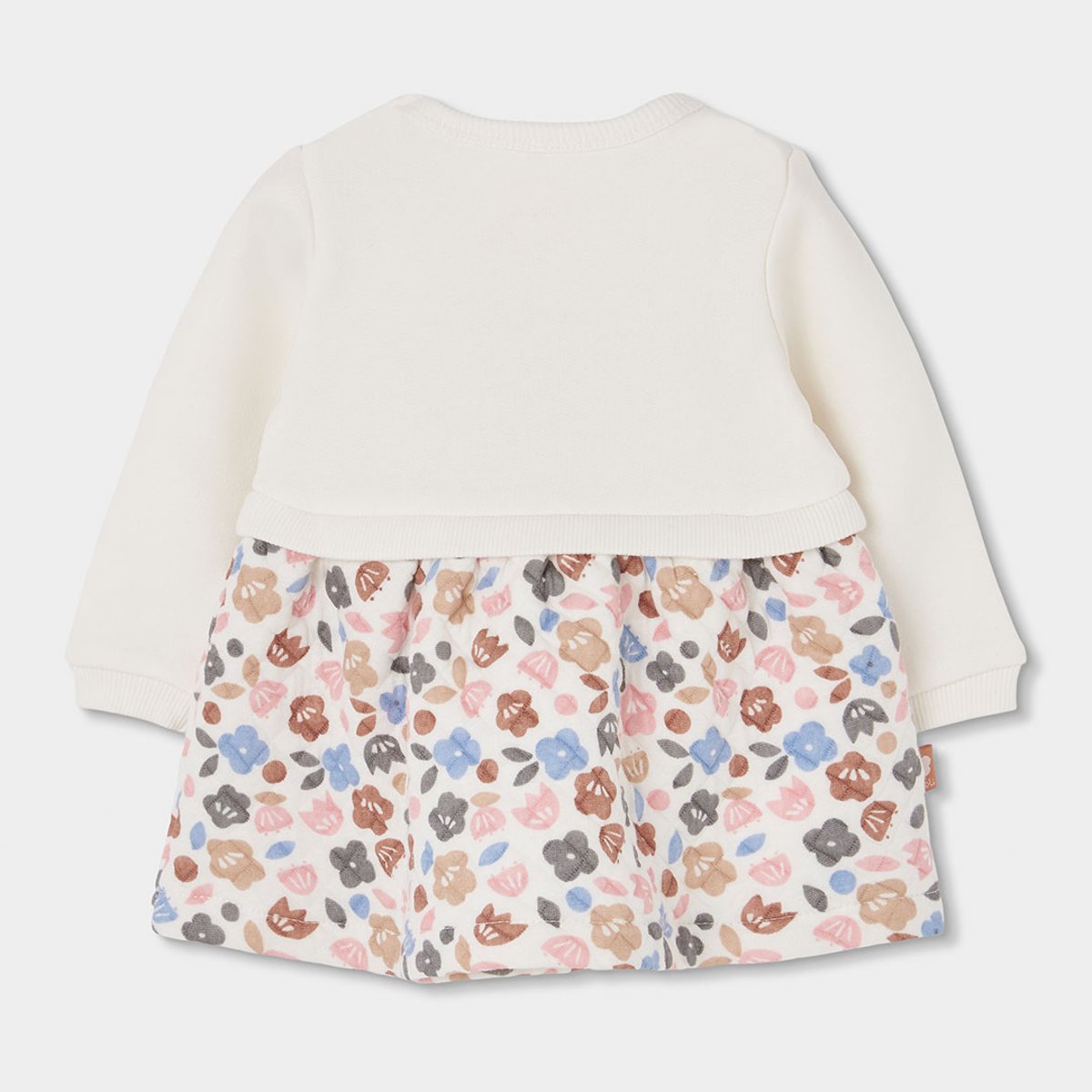 Robe en maille fleurs brodées hiboux bébé blanc, BOBOLI
