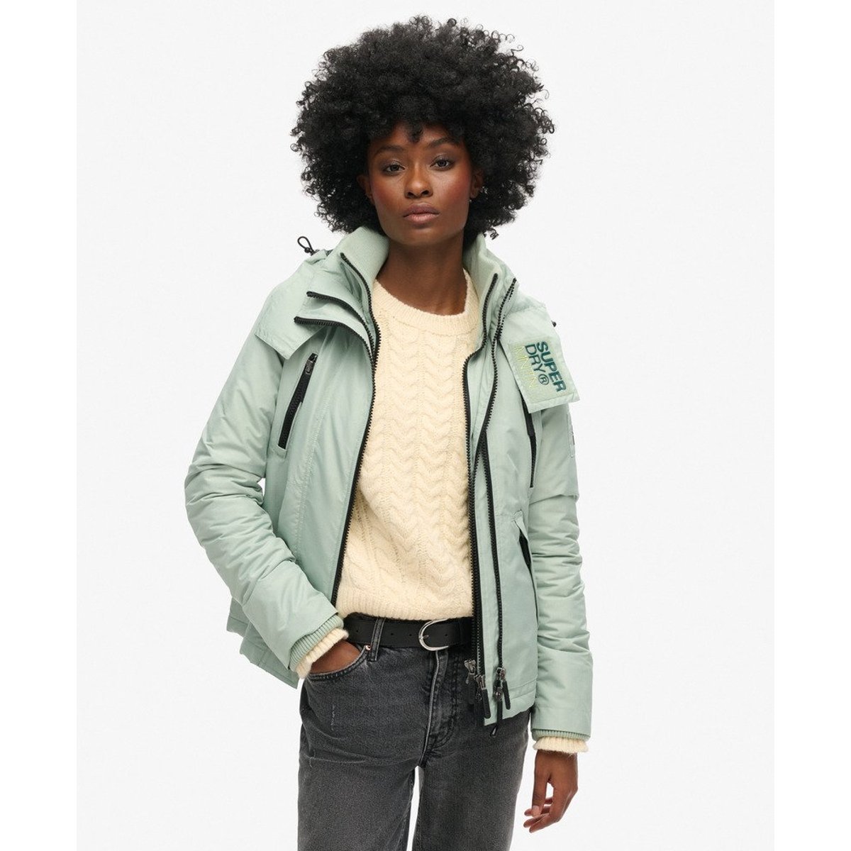 Veste à capuche Mountain Windbreaker vert d'eau, SUPERDRY