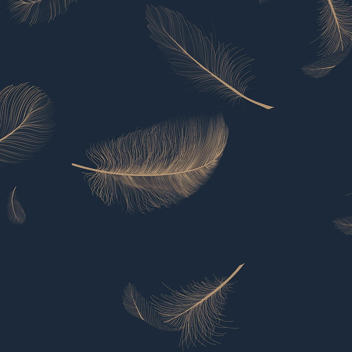 Papier peint plumes sur bleu intissé, HEXOA