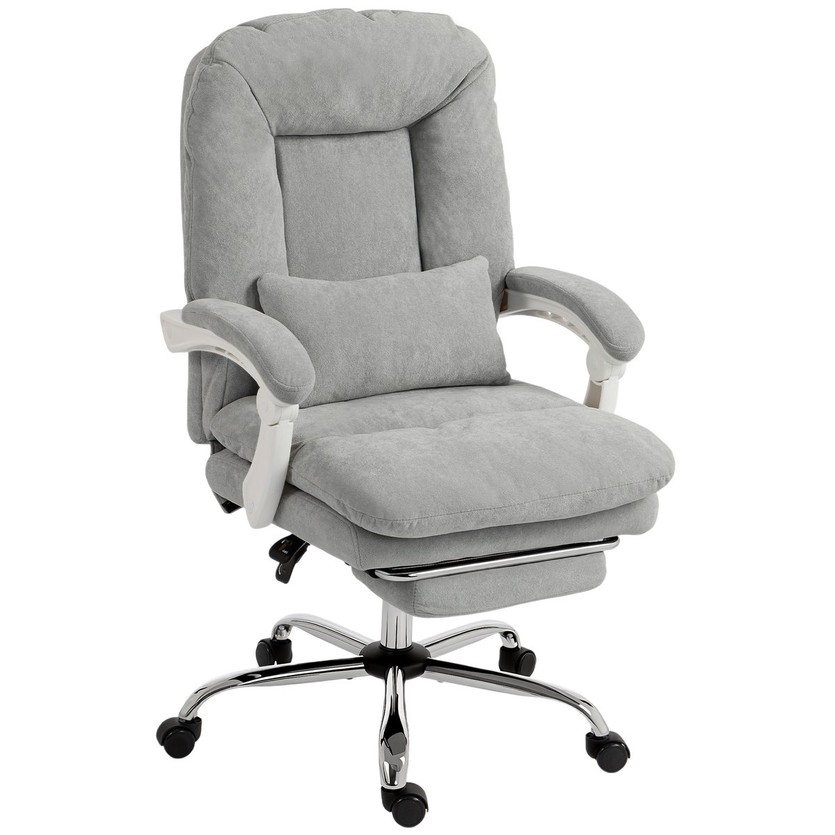 Chaise de bureau Velours (100 % Polyester) gris clair, HOMCOM