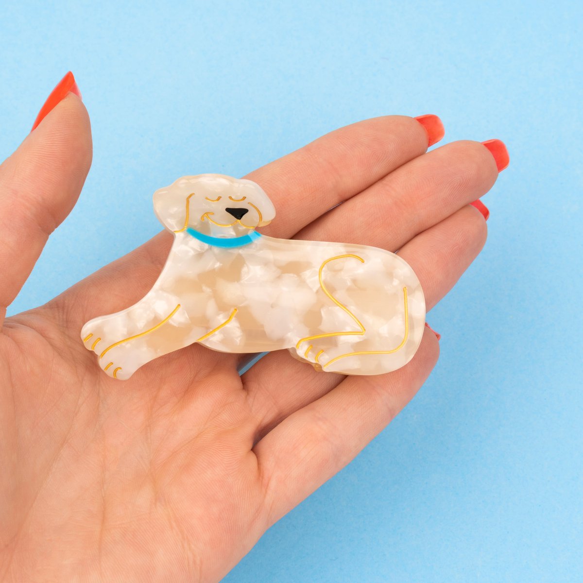 Pince à cheveux Golden Retriever beige irisé, COUCOU SUZETTE