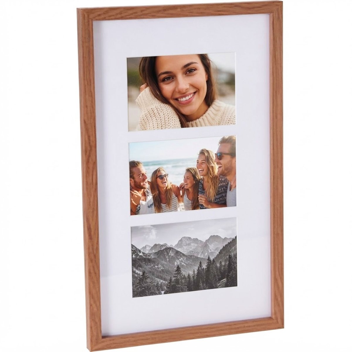 Cadre photo pêle-mêle mural bois 26x42cm bois, WADIGA