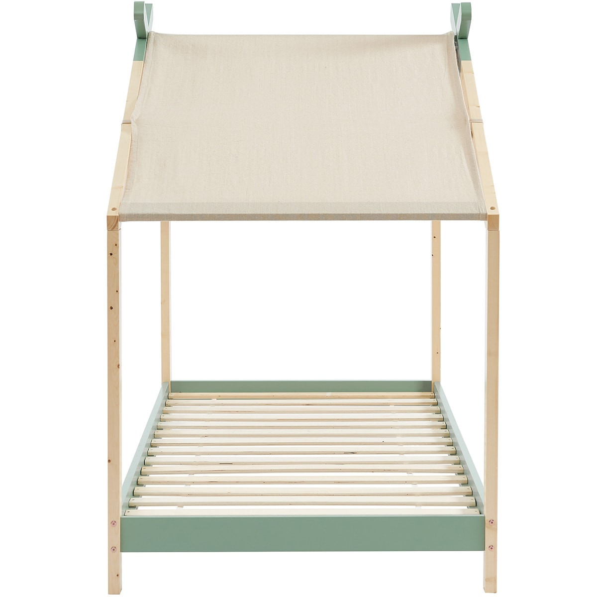 Lit cabane enfant en pin massif - CHARLY vert, HOMIFAB
