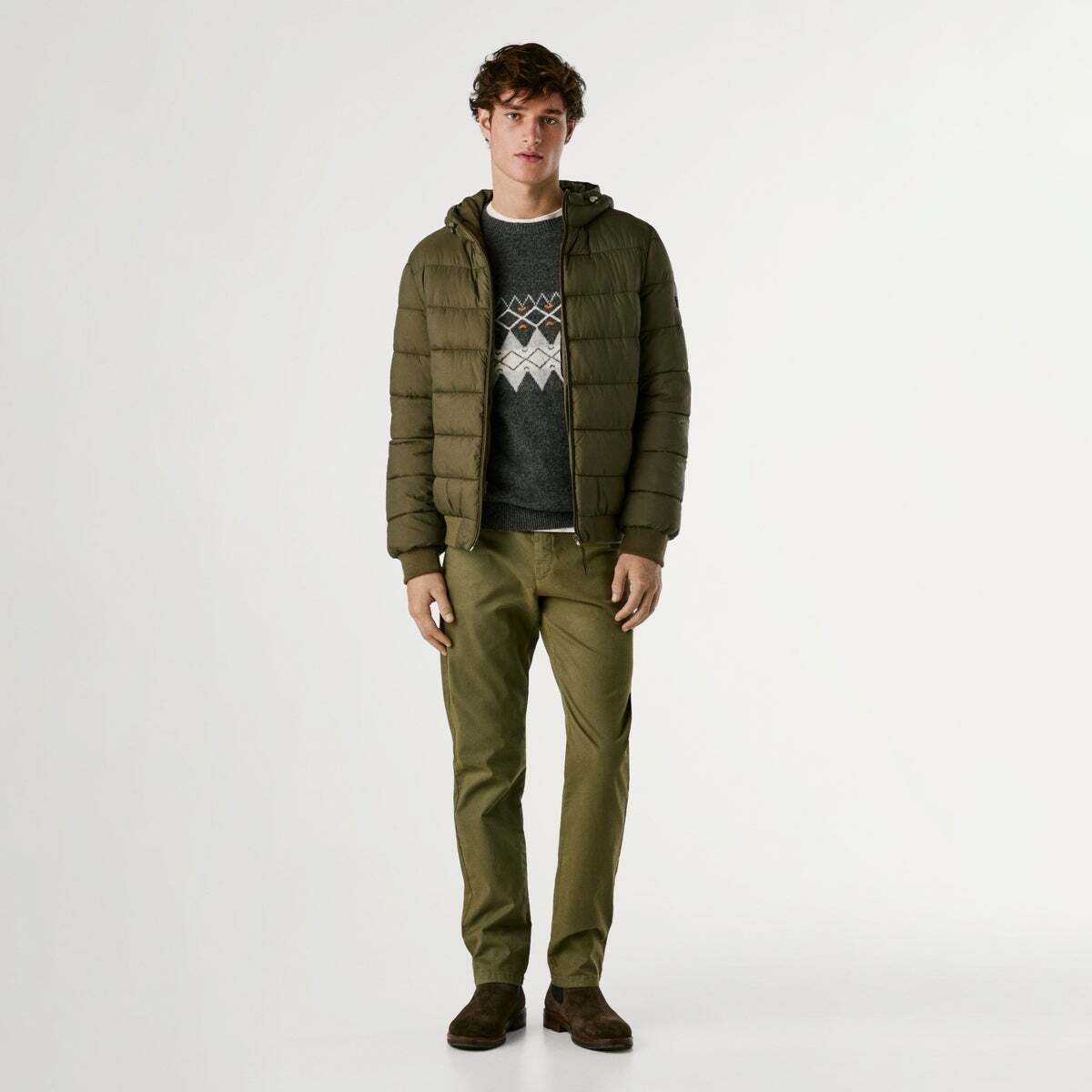 Doudoune Matelassée Avec Capuche vert, PEPE JEANS
