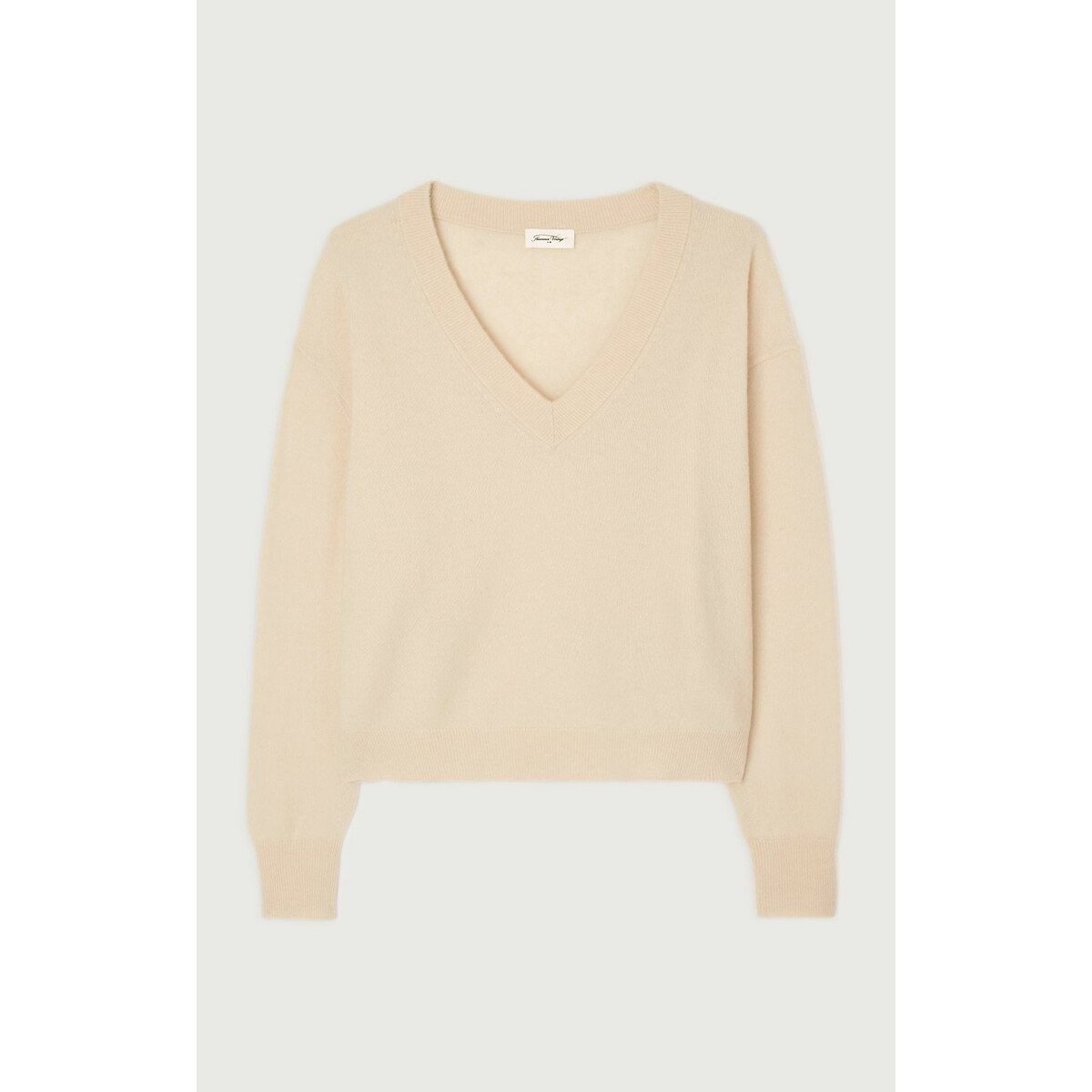 Pull col V manches longues RAXOW naturel, AMERICAN VINTAGE