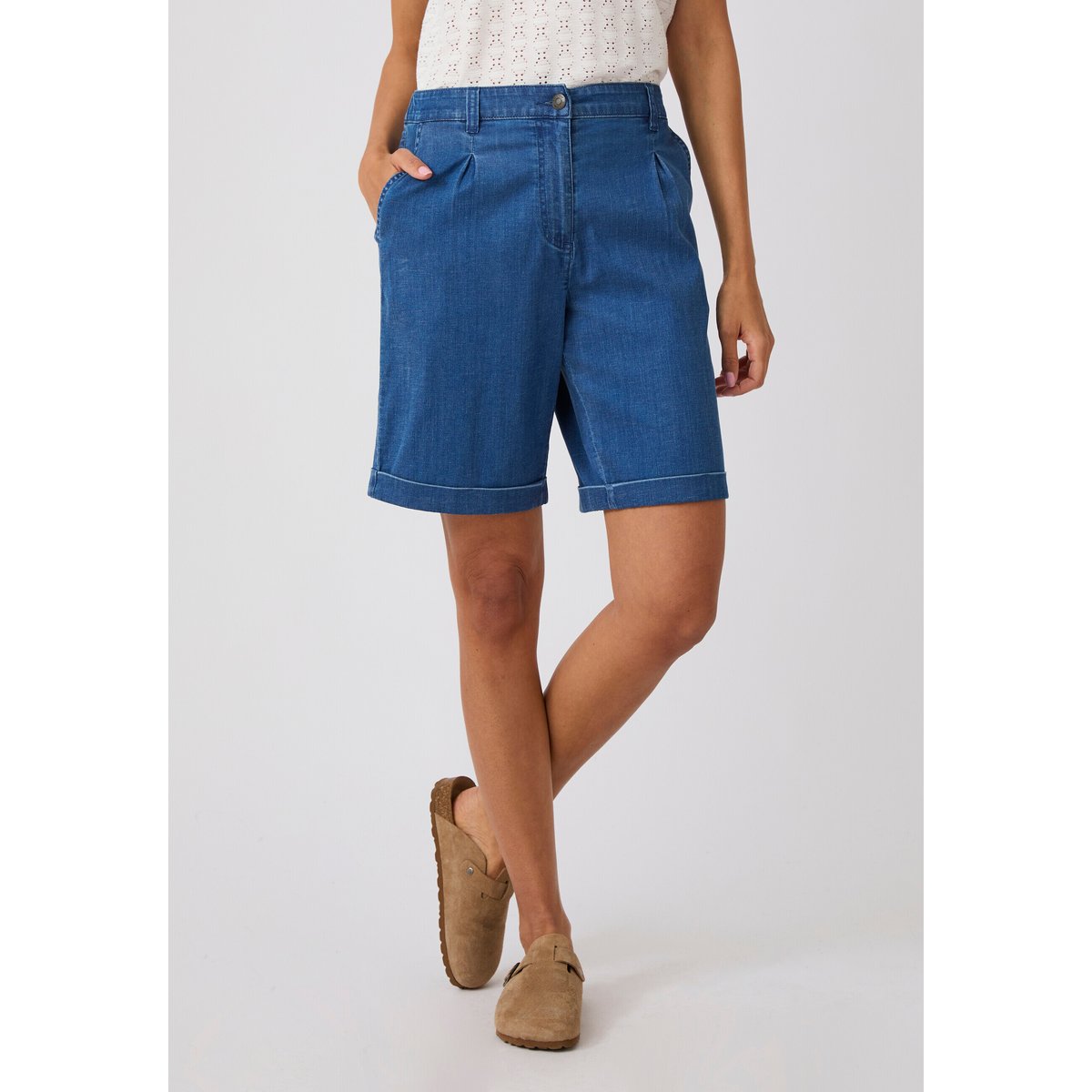 Bermuda mélange Lyocell Tencel(TM) bleu denim moyen, DAMART