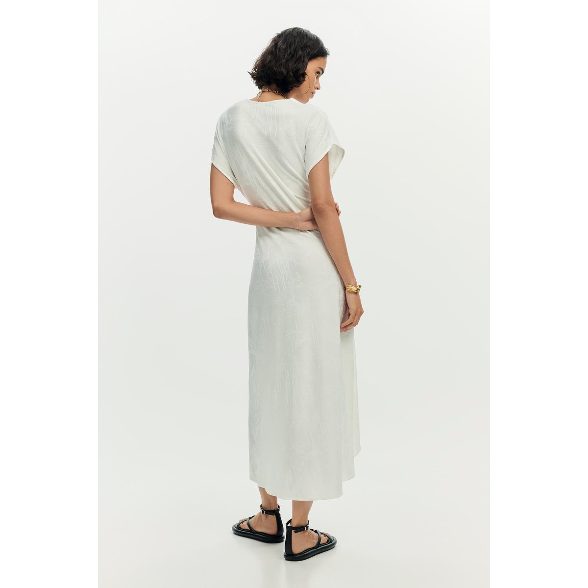 Robe floquée à manches courtes blanc, DESIGUAL