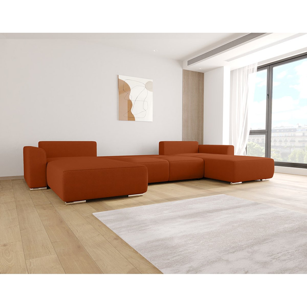 Canapé Panoramique Convertible 7 places - GABRIEL rouge, BEST MOBILIER